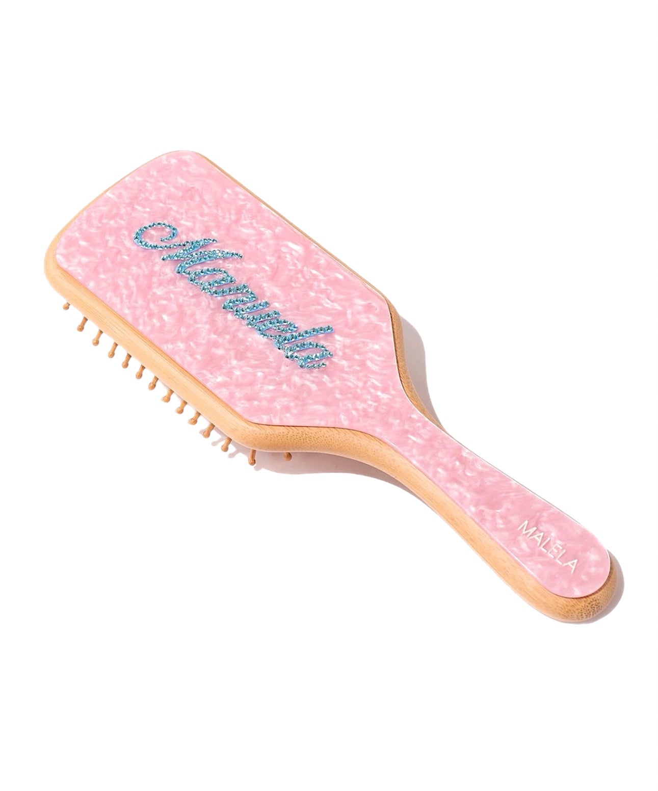 COMBO CEPILLO PULIDOR SIN PERSONALIZAR + CEPILLO DE BAMBÚ PERSONALIZADO + HAIRCLIP PERSONALIZADO  ROSA